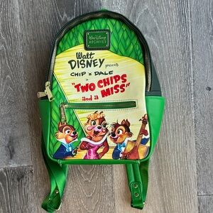 Disney Green LoungeFly Backpack with Chip 'n Dale Design 0245